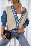Contrast Button Up Dropped Shoulder Cardigan (Color Options)