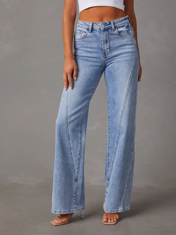 High Waist Straight Flare Jeans
