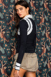BUCKETLIST - IT2106 Contrast Details Armhole Collared Neck Top