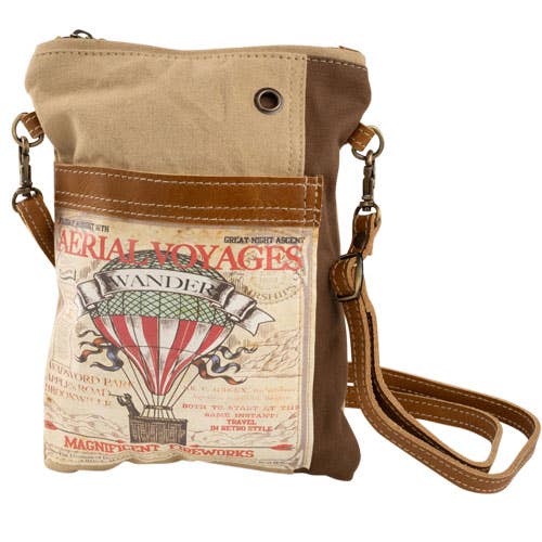 Clea Ray Canvas Bag VINTAGE INSPIRED - HOT AIR BALLOON PASSPORT