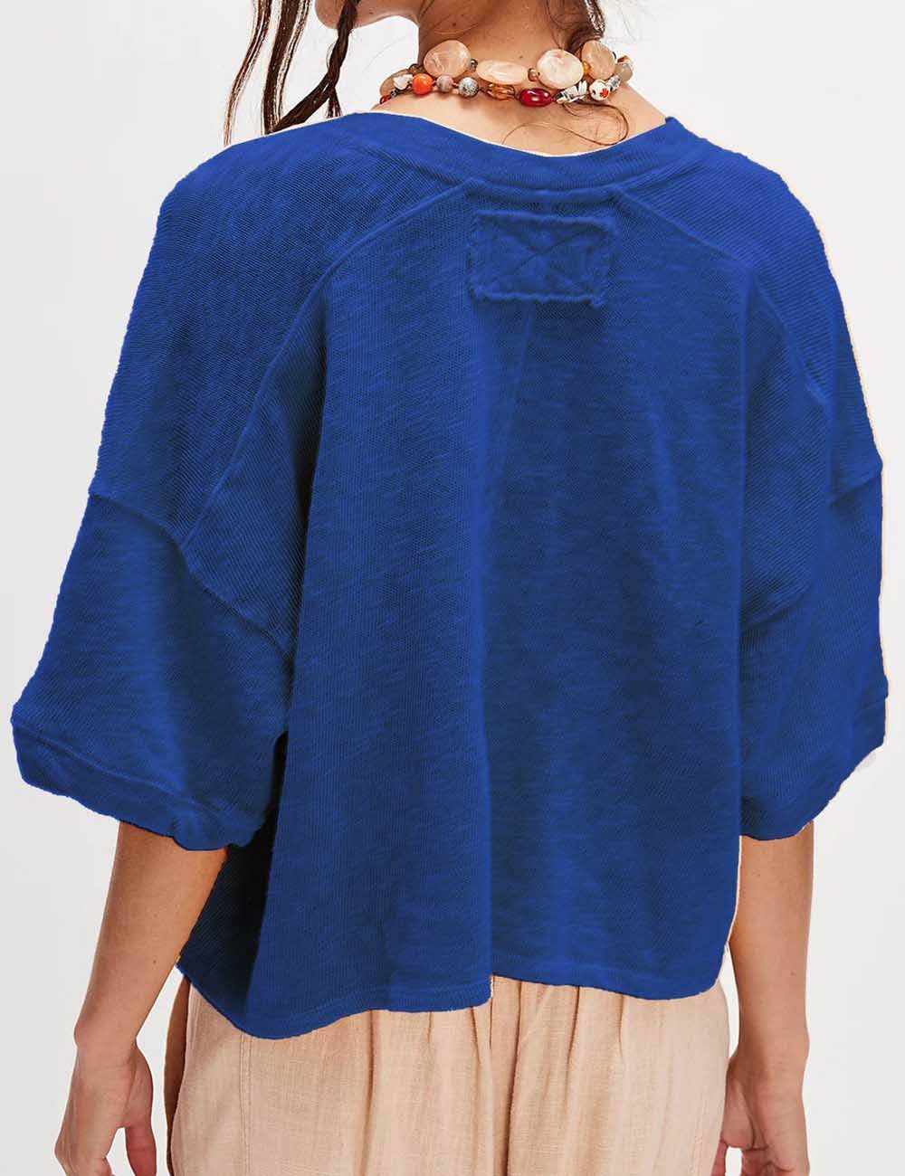 Sweetkama - Ladies Solid Color Midi Sleeves Knitted Cardigan