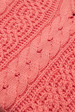 Coral Drawstring Cable-Knit HoodIe