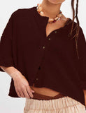 Sweetkama - Ladies Solid Color Midi Sleeves Knitted Cardigan
