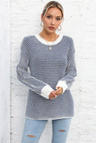 STRIPE LONG SLEEVE KNIT TOP ( Color Options)