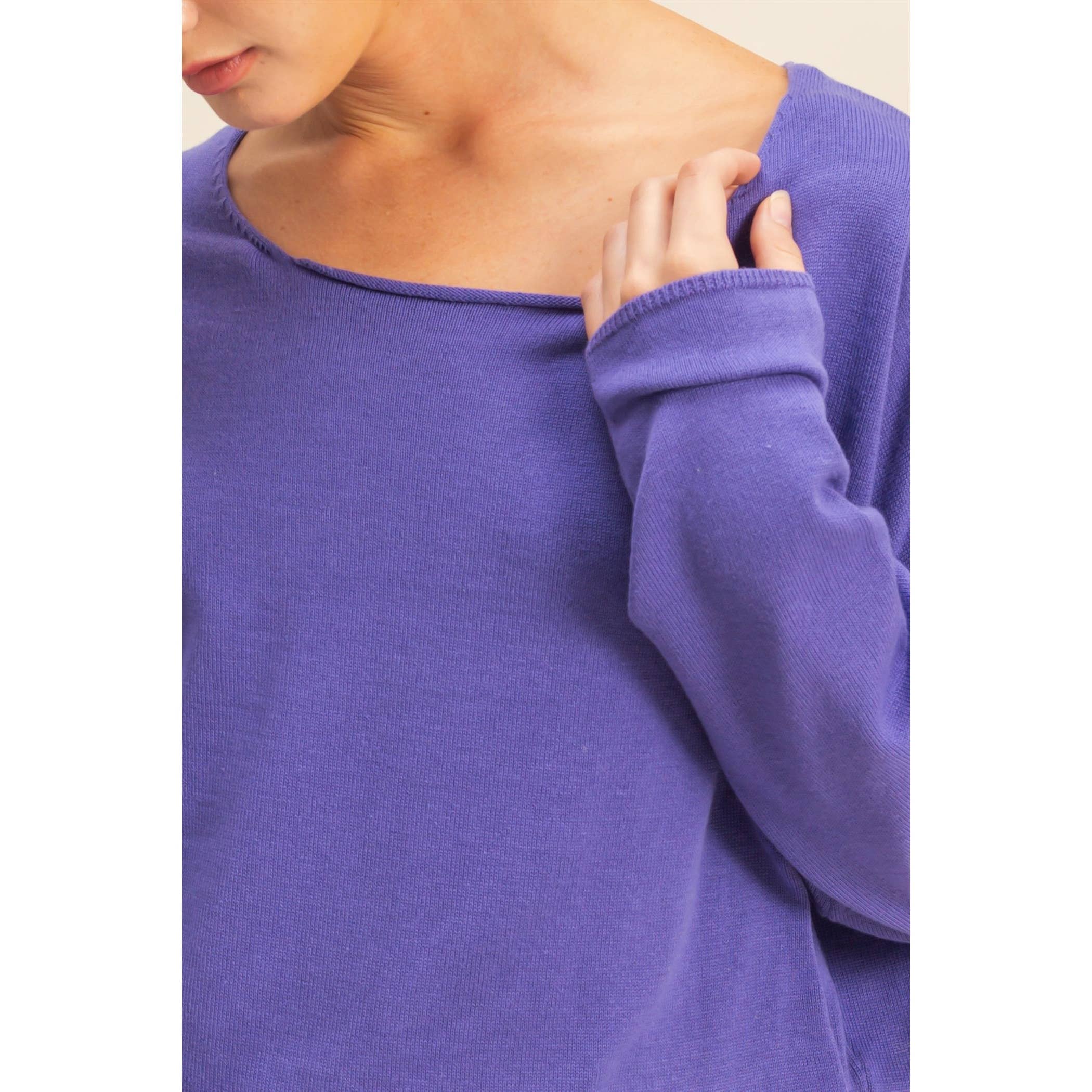 Wide Neck Drop Shoulder Relaxed Fit Sweater