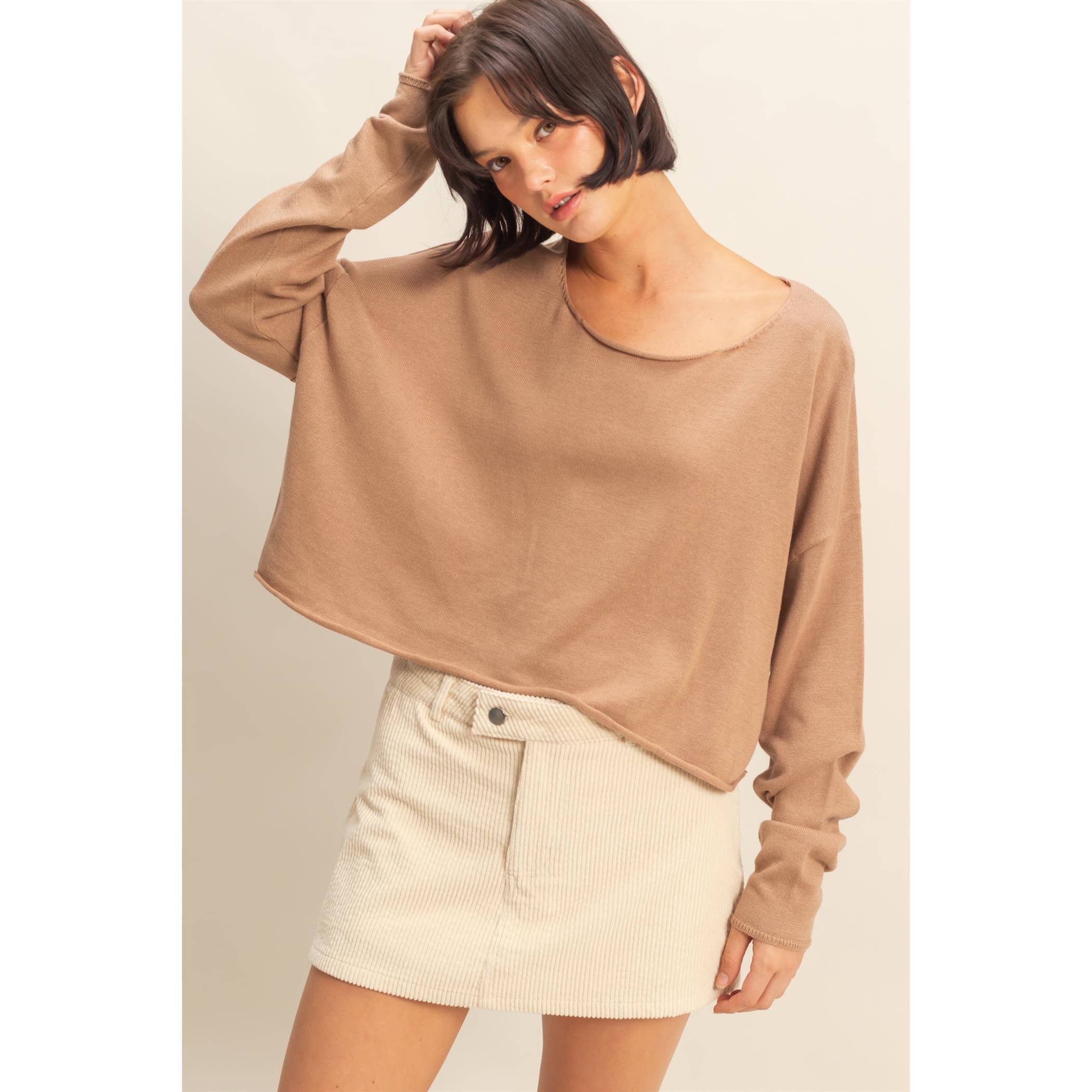 Wide Neck Drop Shoulder Relaxed Fit Sweater