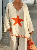 Star V-Neck Oversize Sweater (Color Options)