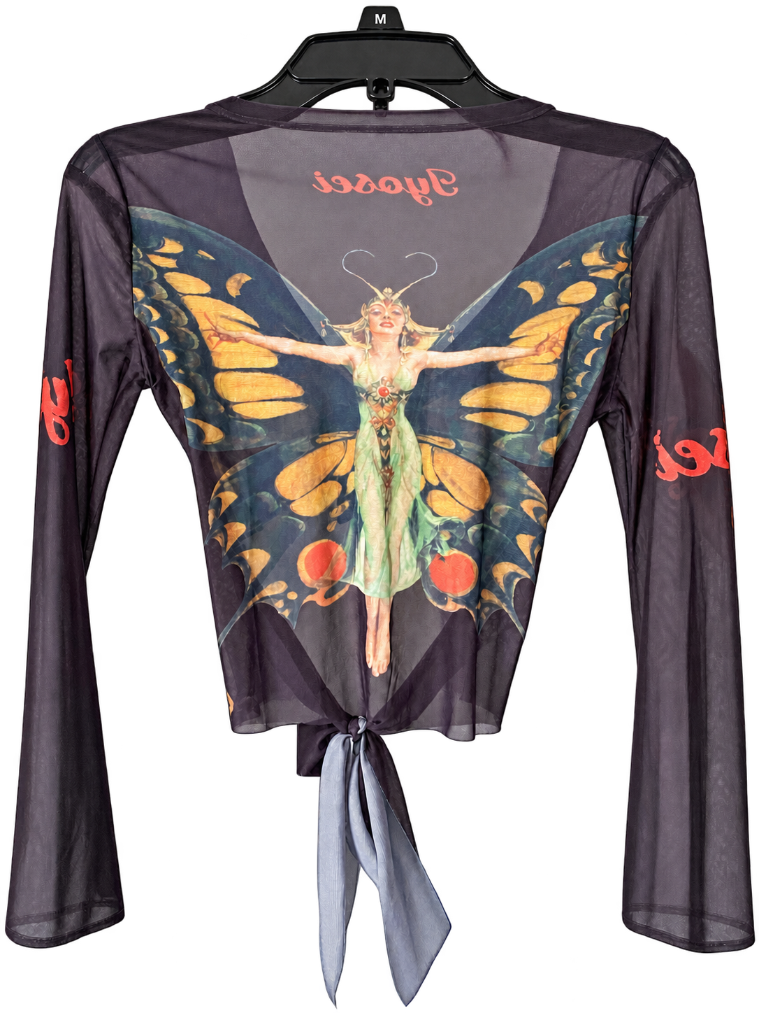 Y2K Art Deco Flapper 1922  Reproduction Sheer Tie back Top