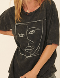 CHALK SKETCH FACE Distressed Tshirt