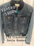 Vintage Liz Claiboren Denim Bomber Jacket 80s