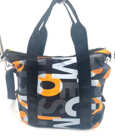Graffiti Colored Nylon Tote Messenger Bag