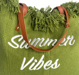 GREEN FRINGE  Beach Weekend Tote Bag