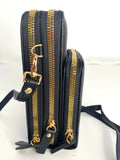 BLACK MINI TRIPLE Faux Leather CROSSBODY (One Left)