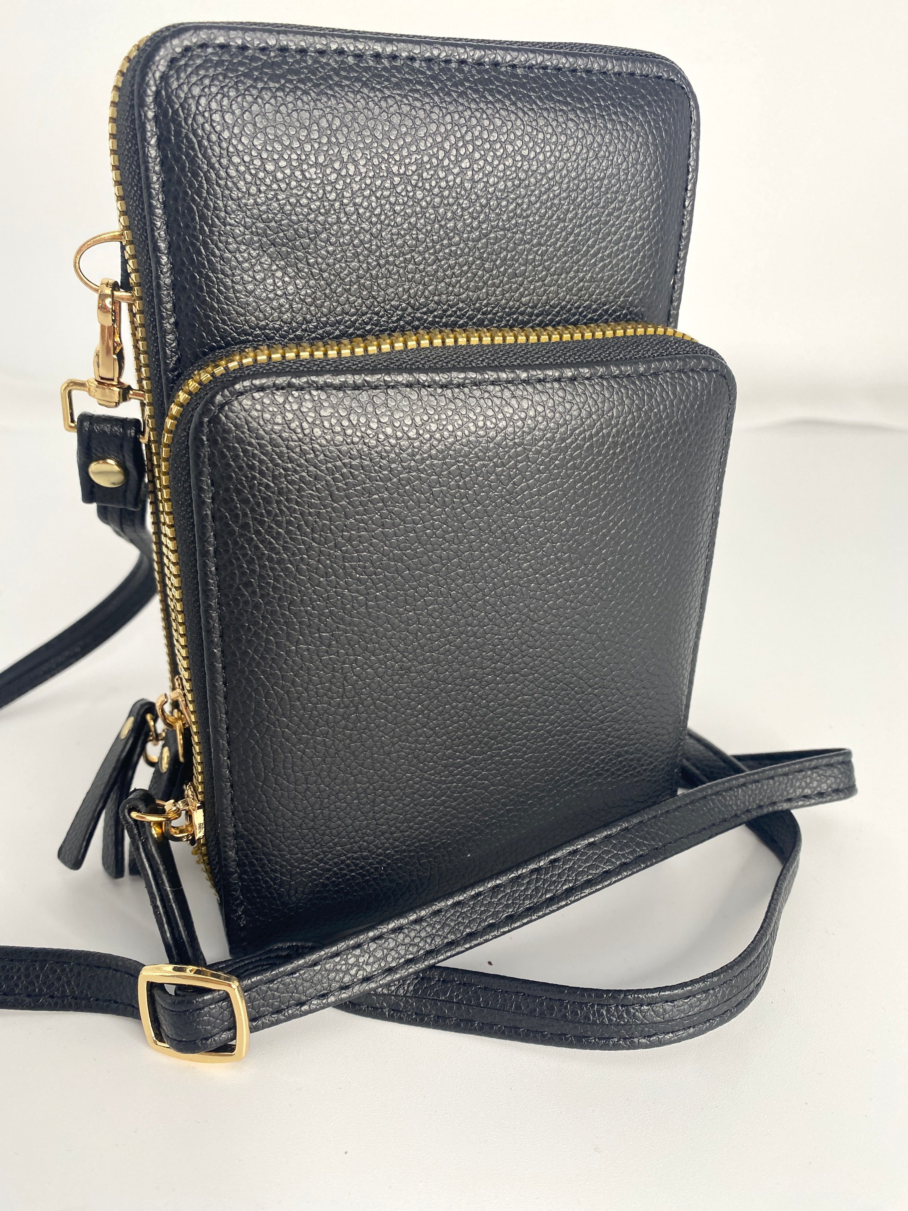 BLACK MINI TRIPLE Faux Leather CROSSBODY (One Left)