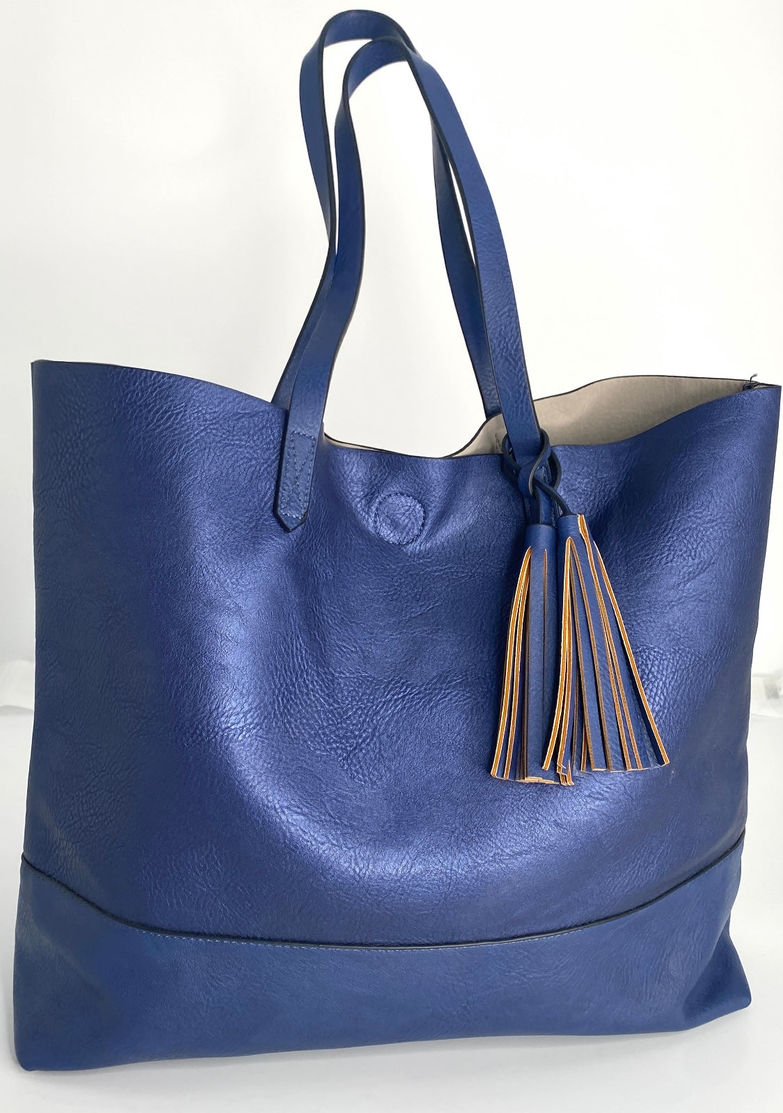 COBALT BLUE LEATHER LARGE TOTE (One Left)