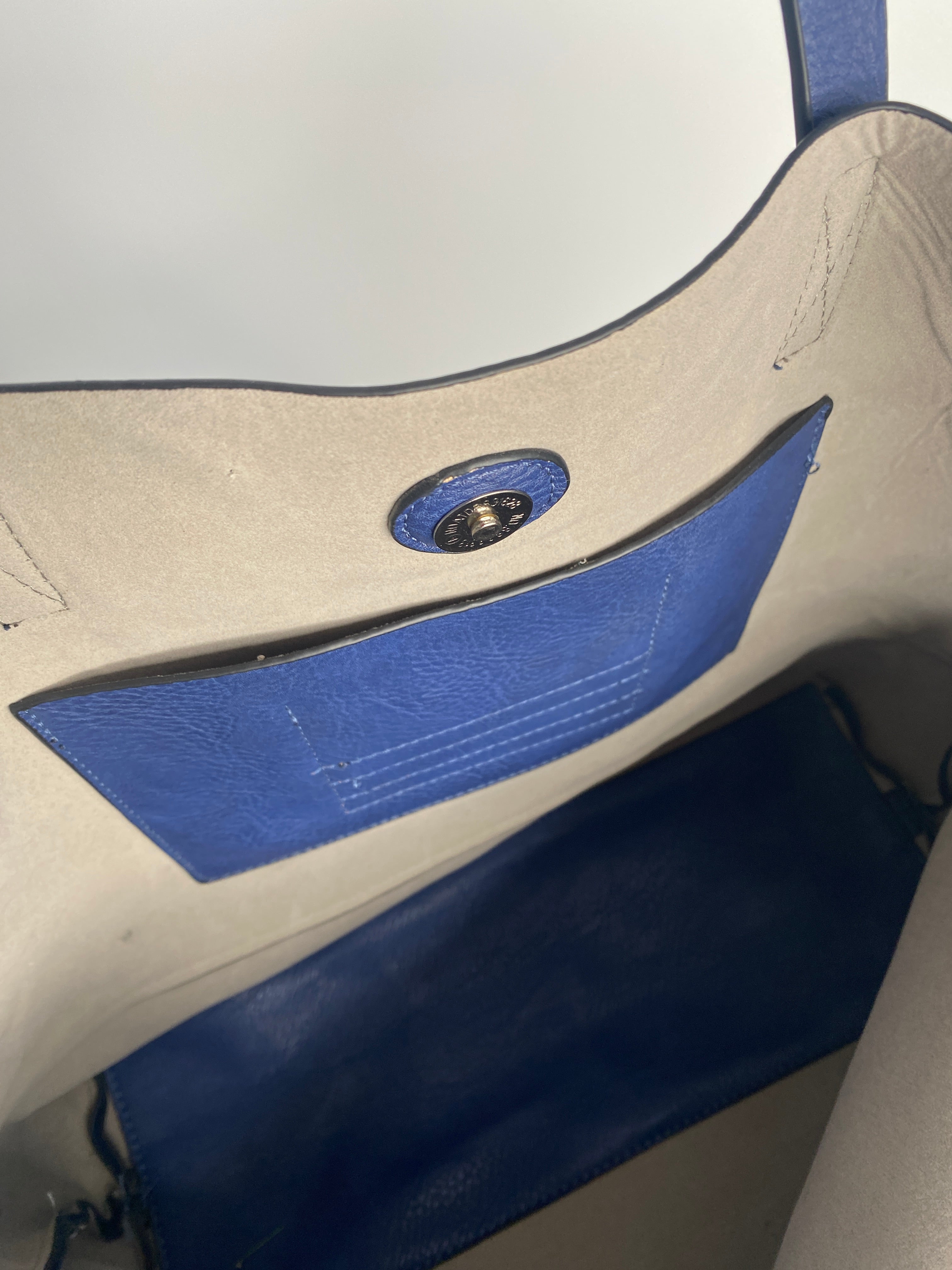 COBALT BLUE LEATHER LARGE TOTE (One Left)