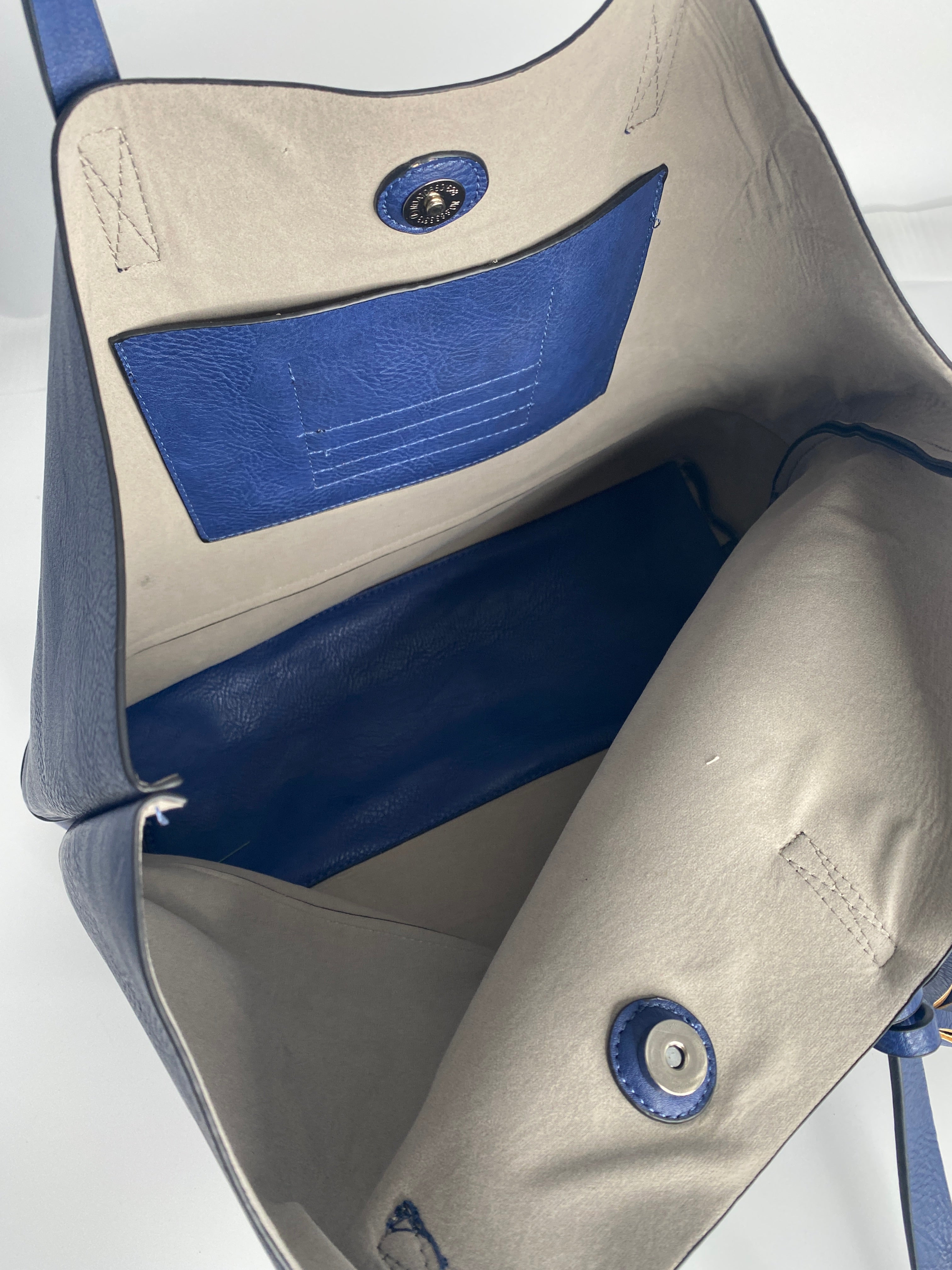 COBALT BLUE LEATHER LARGE TOTE (One Left)
