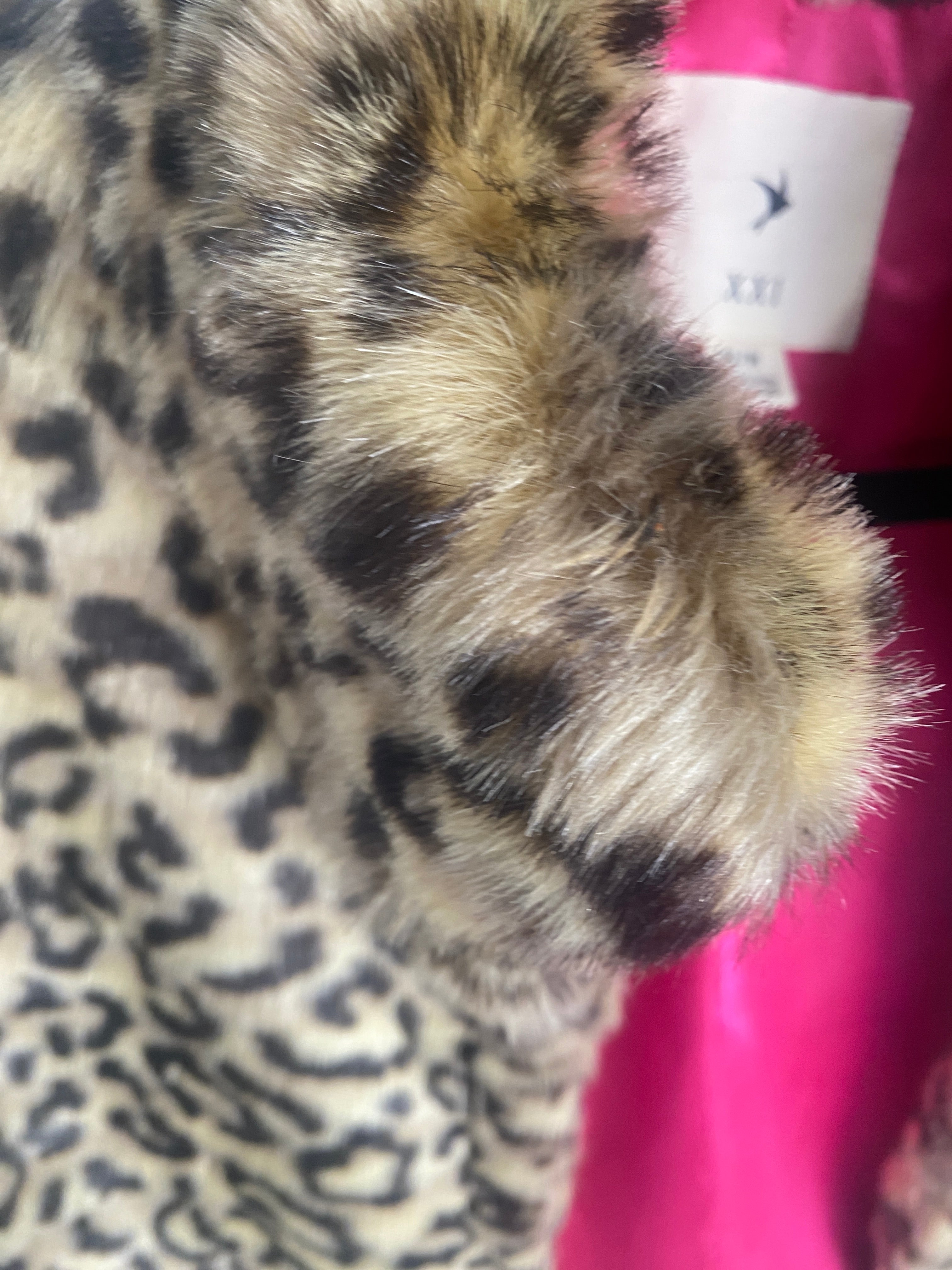Cropped Faux Fur Leopard Jacket by XXI  90s