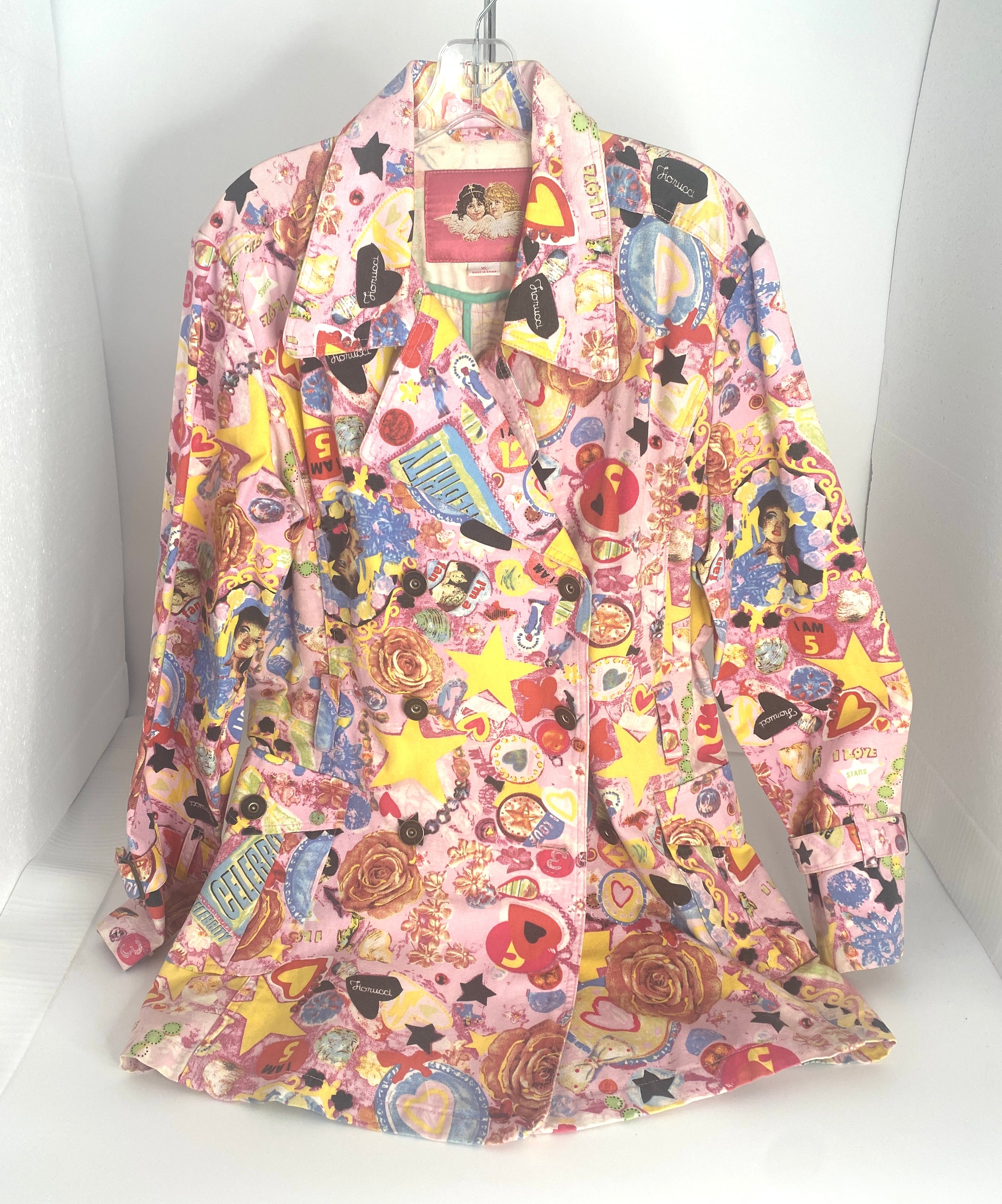 Fiorucci Pink Graphic POP ART Trench Coat 2000