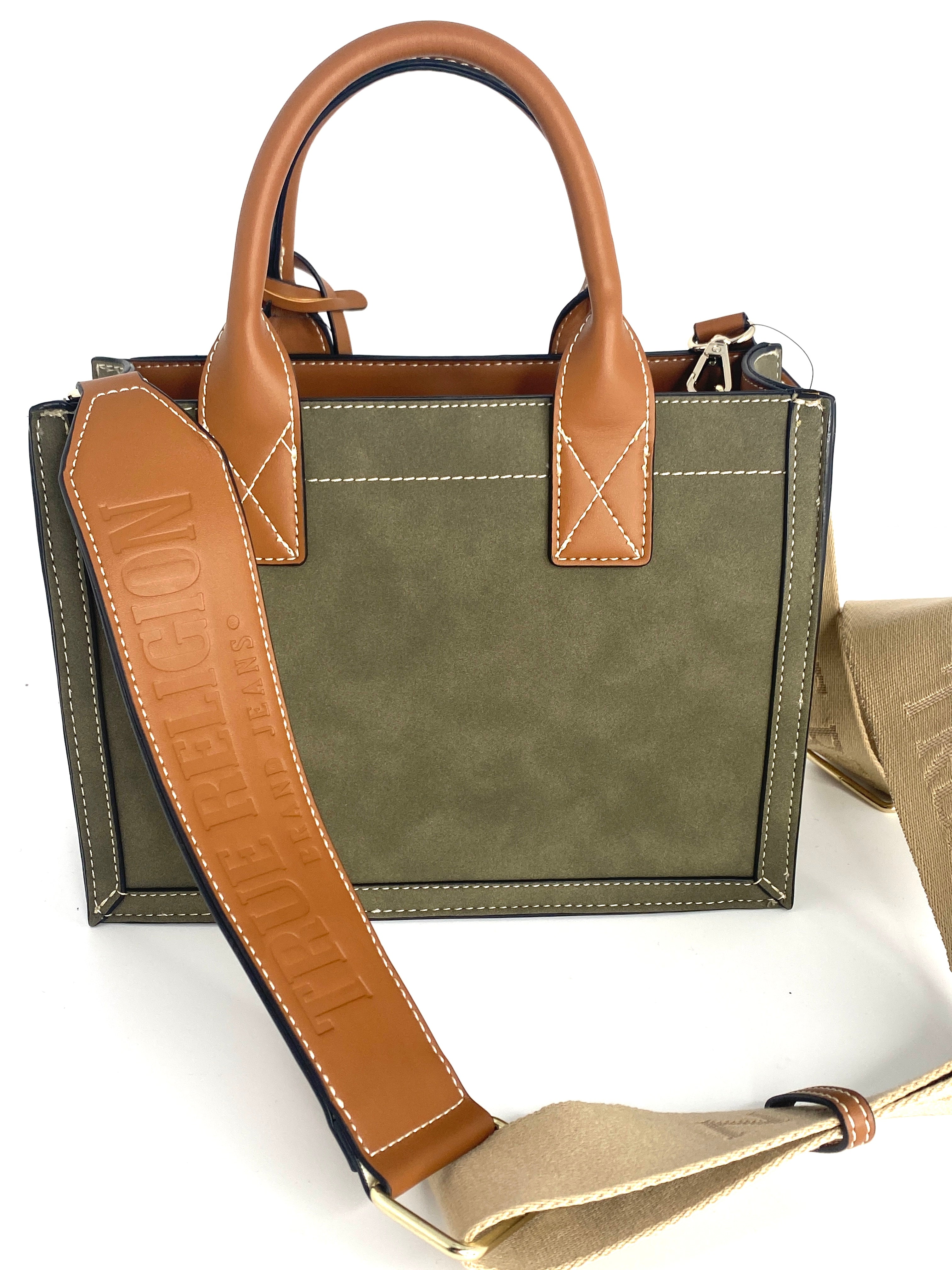 TRUE RELIGION Modern Edge Suede Mini Tote