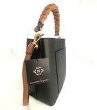 Black ELIANNA Leather Nanette Lepore Bucket Bag/Crossbody