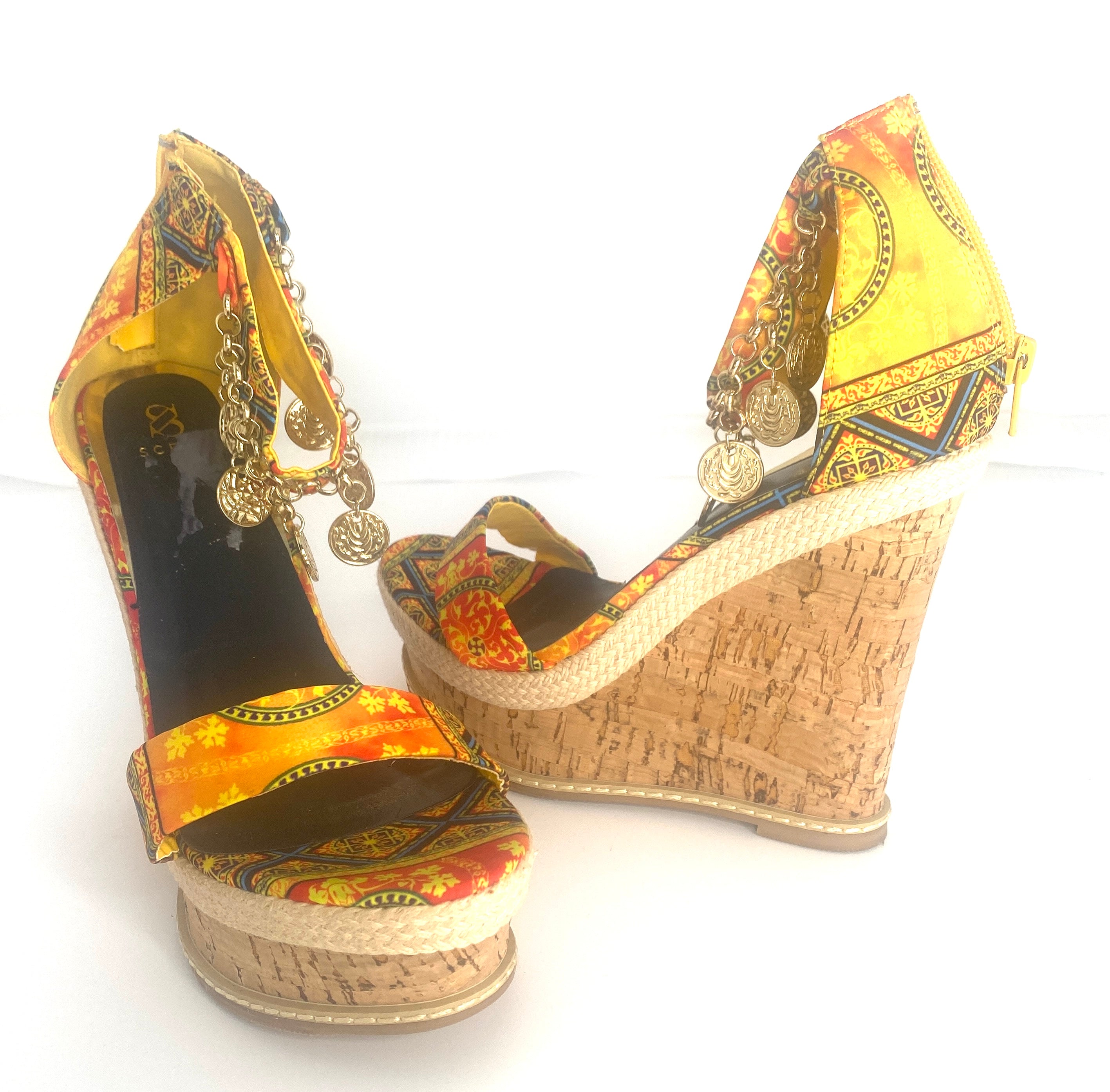 RETRO CORK HEEL PLATFORMS ECHO BOHEMIAN  WEDGES
