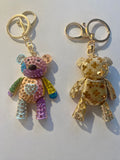 Multi Color Rhinestone Bear Purse Charm Key Chain