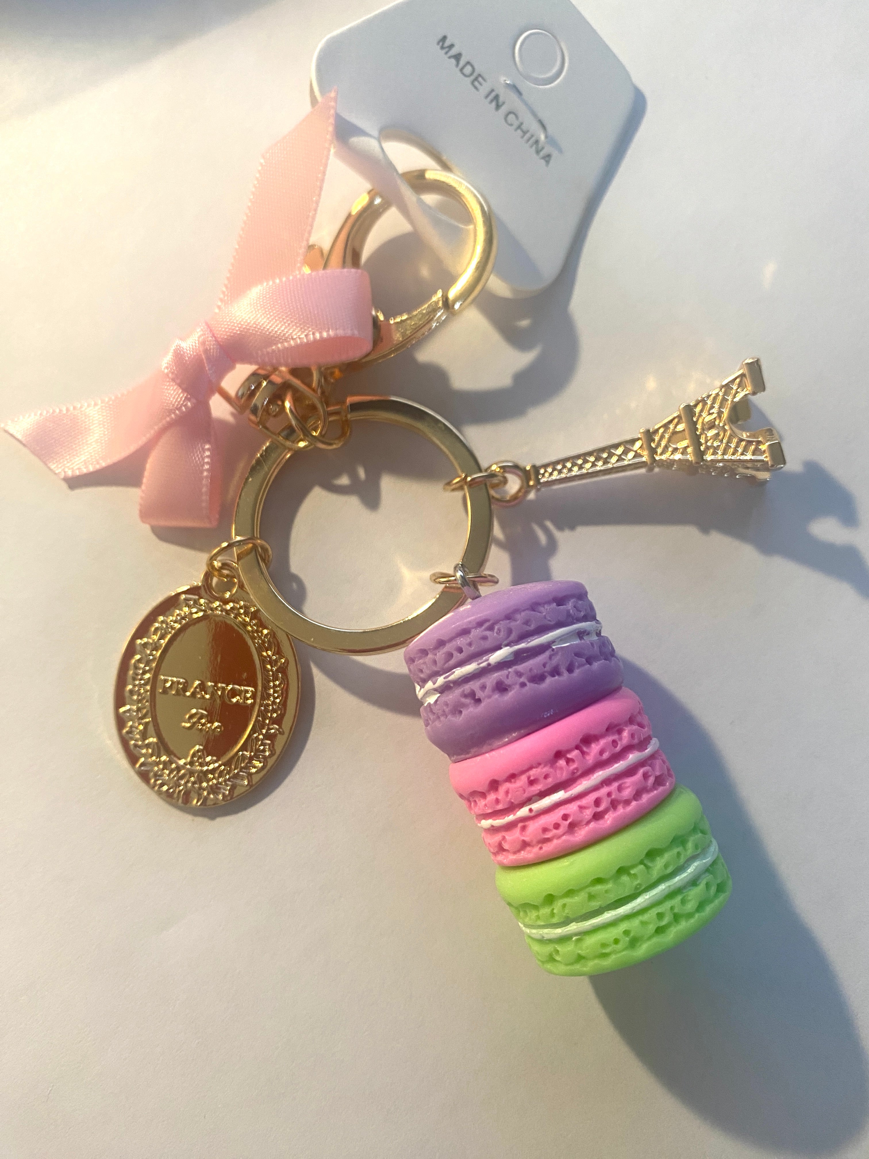 Paris Eiffel Tower Macaroon Stack Purse Charm Key Chain (Color Options)