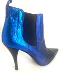 CHARLES DAVID IRESECENT FISH SCALE BLUE Heeled Beetle Boots 90s