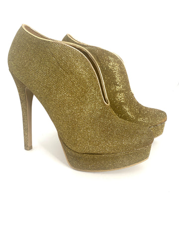 RETRO CHINESE LAUNDRY GOLD GLITTER DISCO PLATFORMS 2000