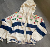 Striped Pattern 3D Embroidered Hoodie Zip-Up Knit Sweater by POL