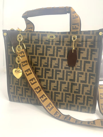 Monogrammed Leather 2 Strap Large Tote Computer TRAVEL Bag