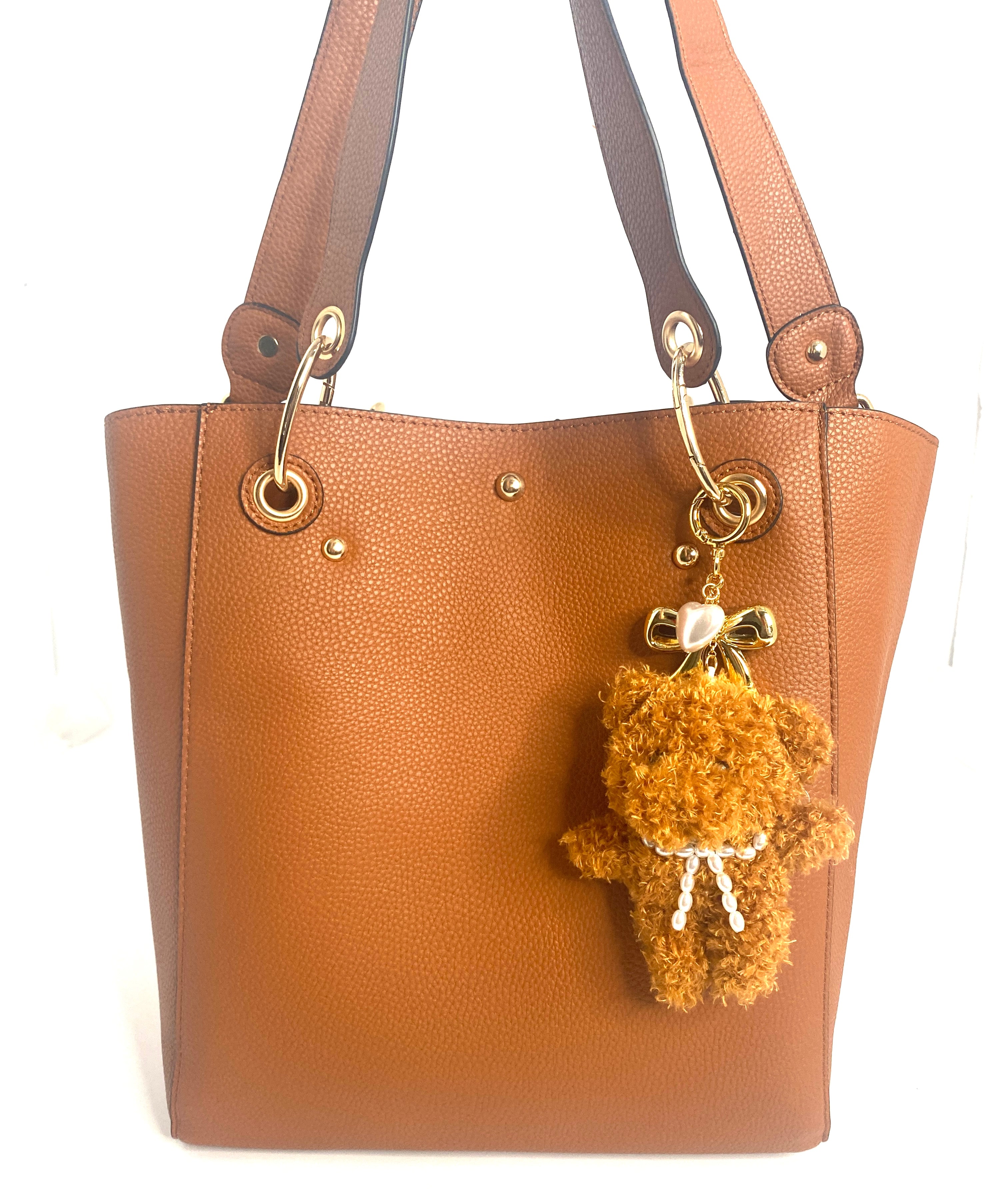 Leather Cognac Leather Tote 2 pieces