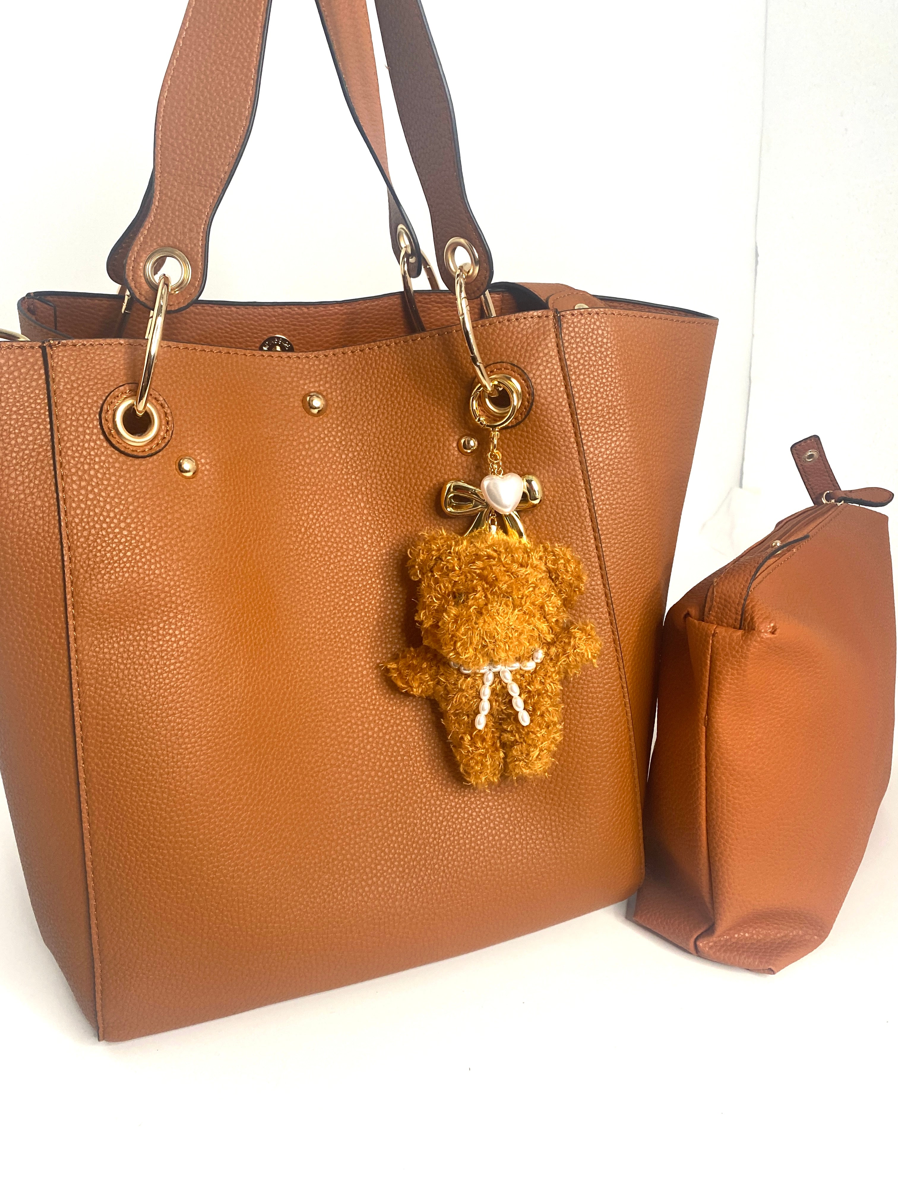 Leather Cognac Leather Tote 2 pieces