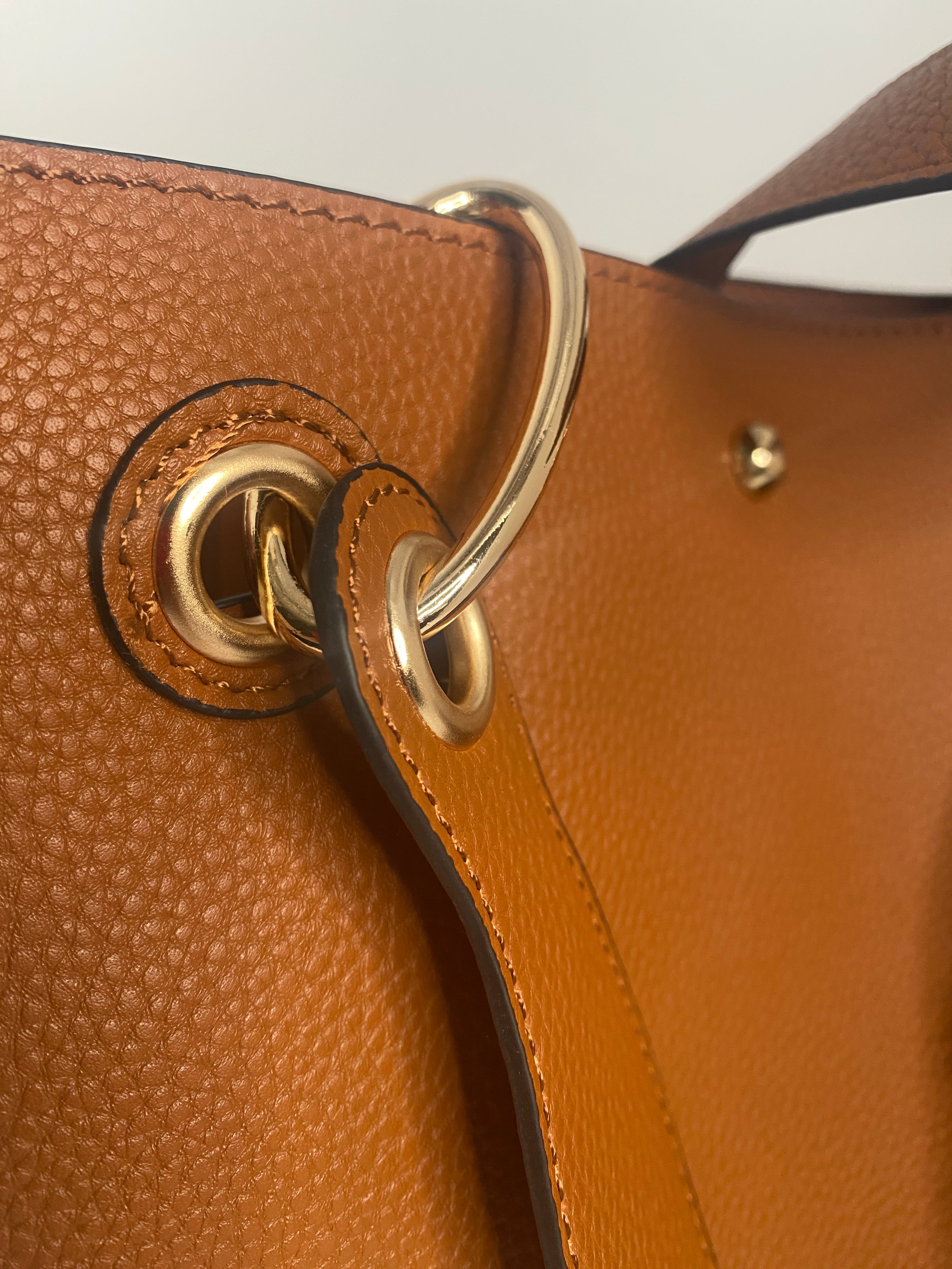 Leather Cognac Leather Tote 2 pieces