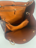 Leather Burgandy Wine Leather Tote 2 pieces