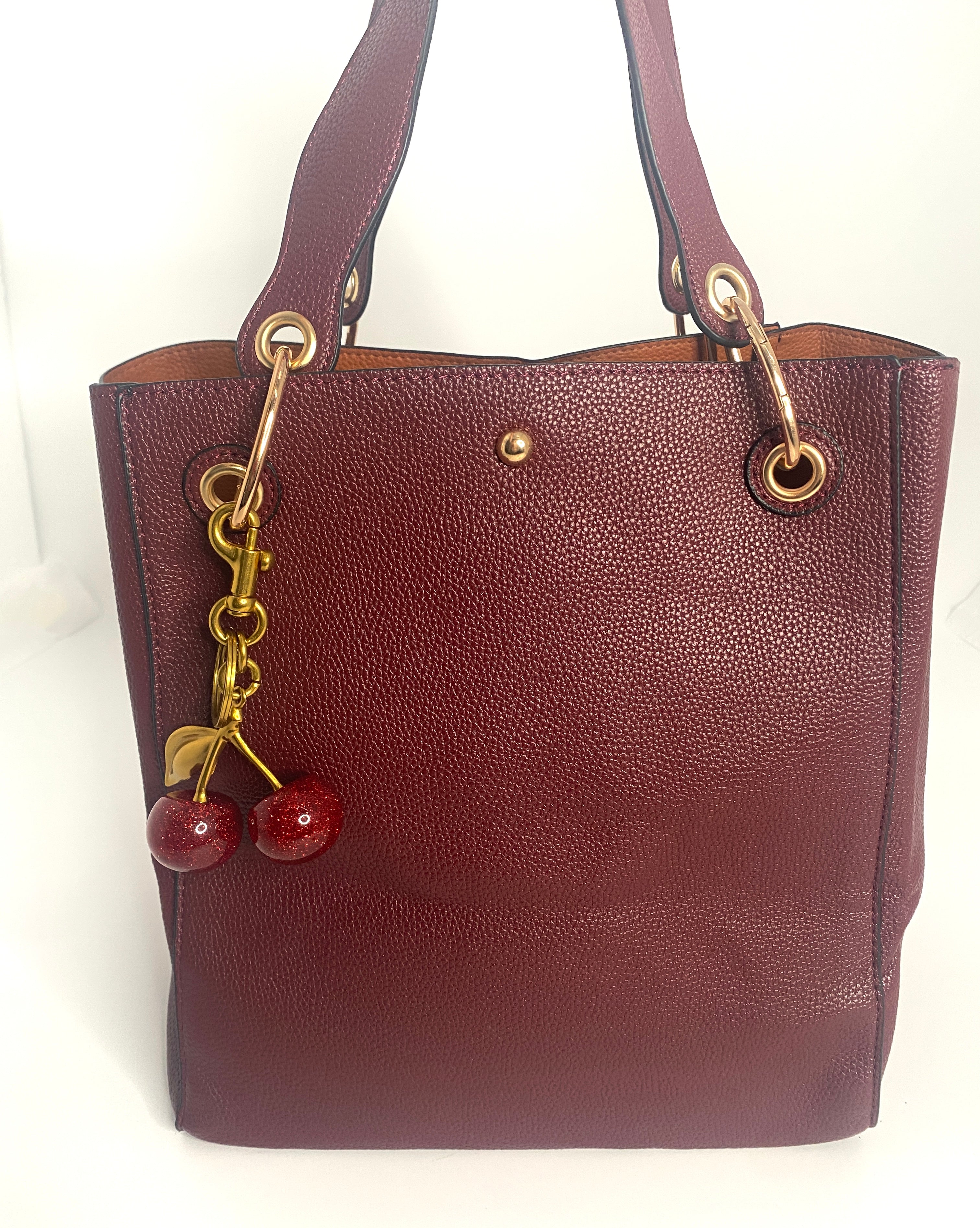 Leather Burgandy Wine Leather Tote 2 pieces