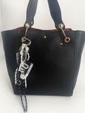 Leather Black Tote  2 Piece