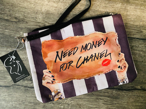 NEED MONEY FOR CHANEL Makeup and Travel Pouch (2 sizes)