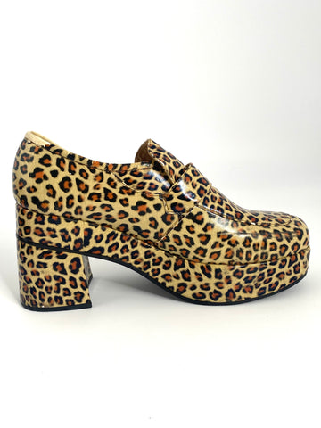 MENS RETRO VINTAGE 70's LEOPARD PLATFORM LOAFERS by CABOOTS
