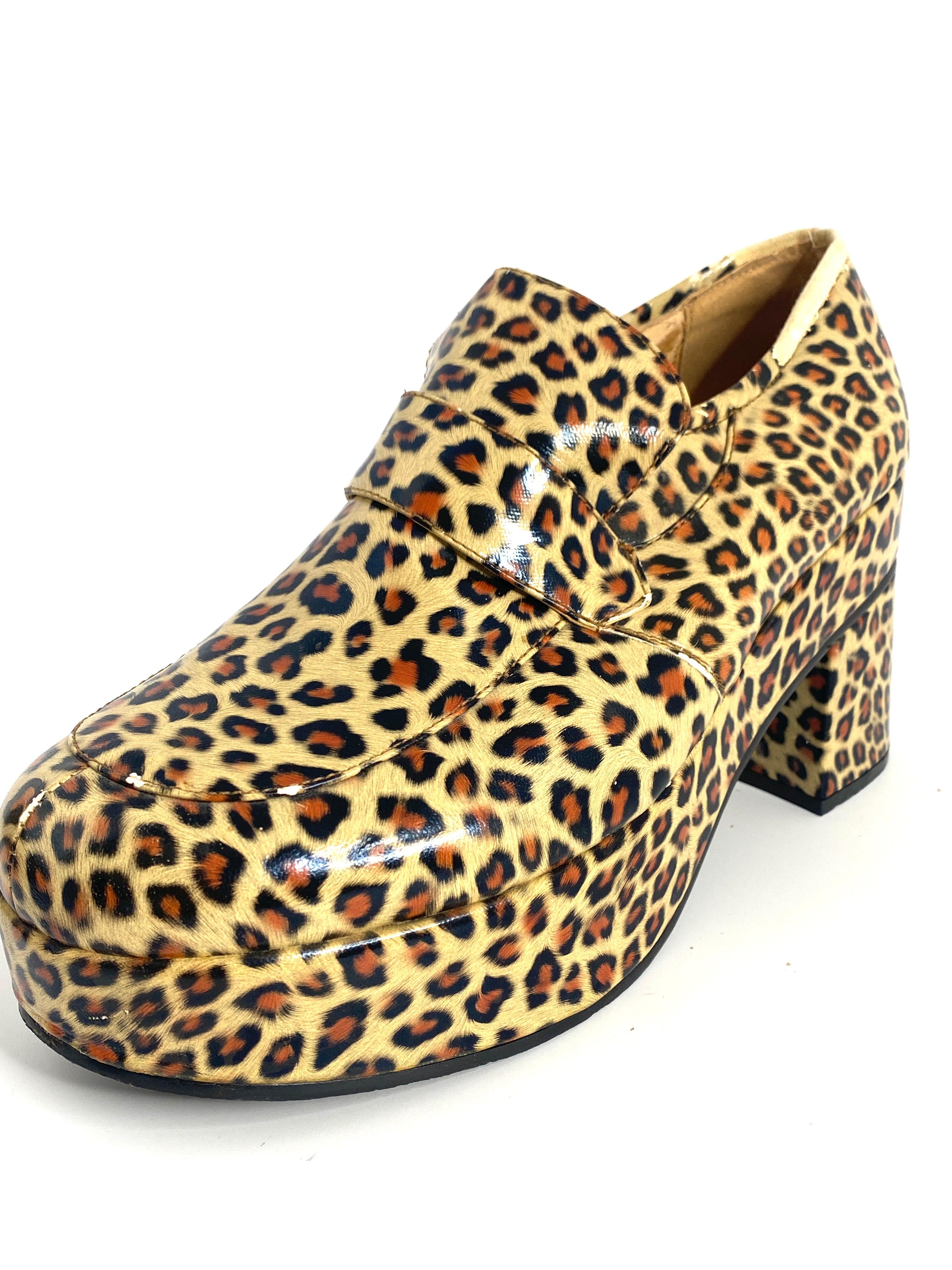 MENS RETRO VINTAGE 70's LEOPARD PLATFORM LOAFERS by CABOOTS