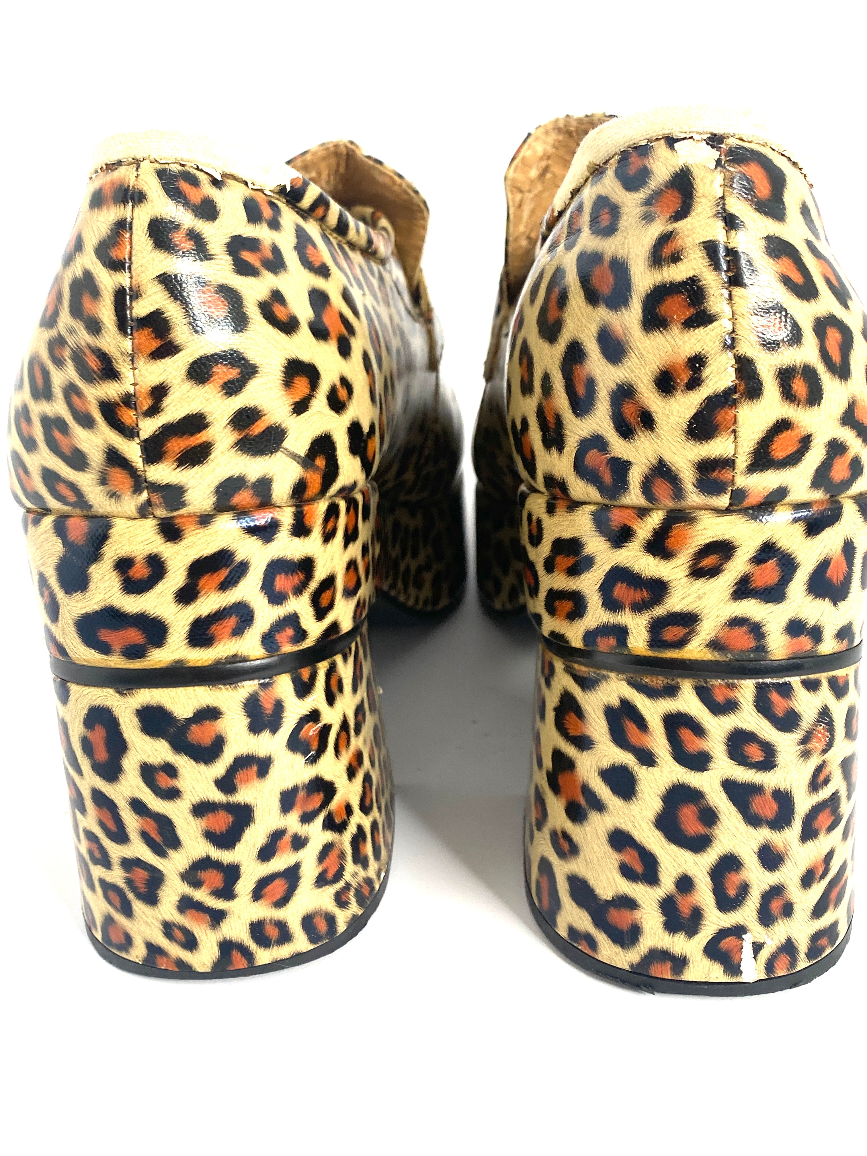 MENS RETRO VINTAGE 70's LEOPARD PLATFORM LOAFERS by CABOOTS