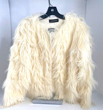 Cream Long Faux Fur Jacket 90s