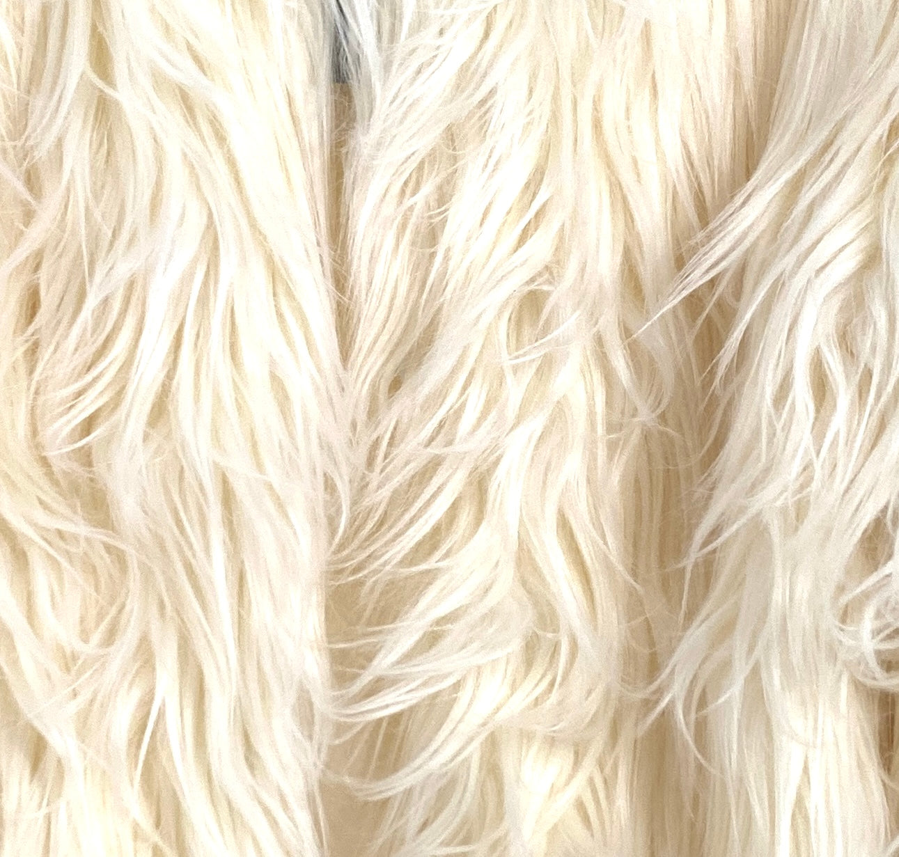 Cream Long Faux Fur Jacket 90s