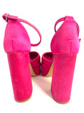 HOT PINK SATIN RETRO VINTAGE PLATFORMS 2000