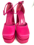 HOT PINK SATIN RETRO VINTAGE PLATFORMS 2000