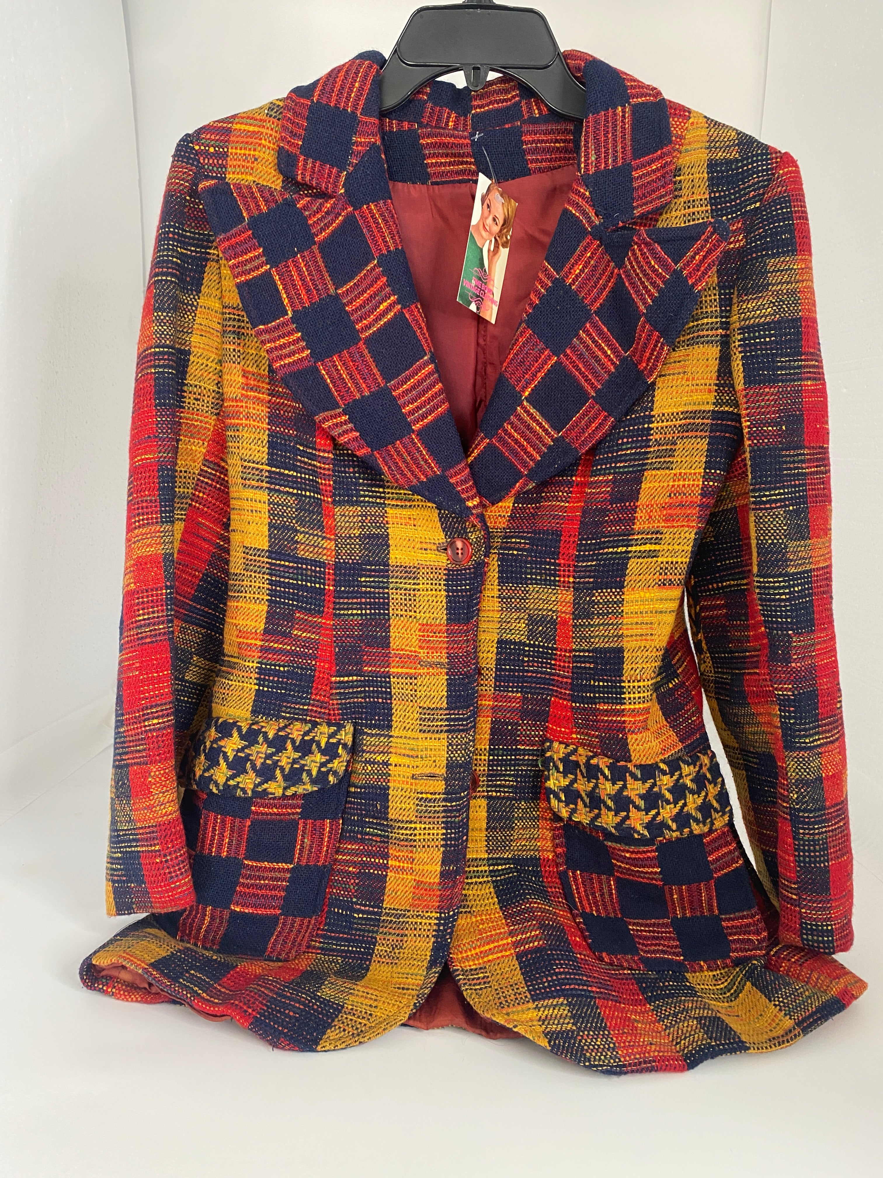 PATCHWORK PLAID VINTAGE BLAZER 70's