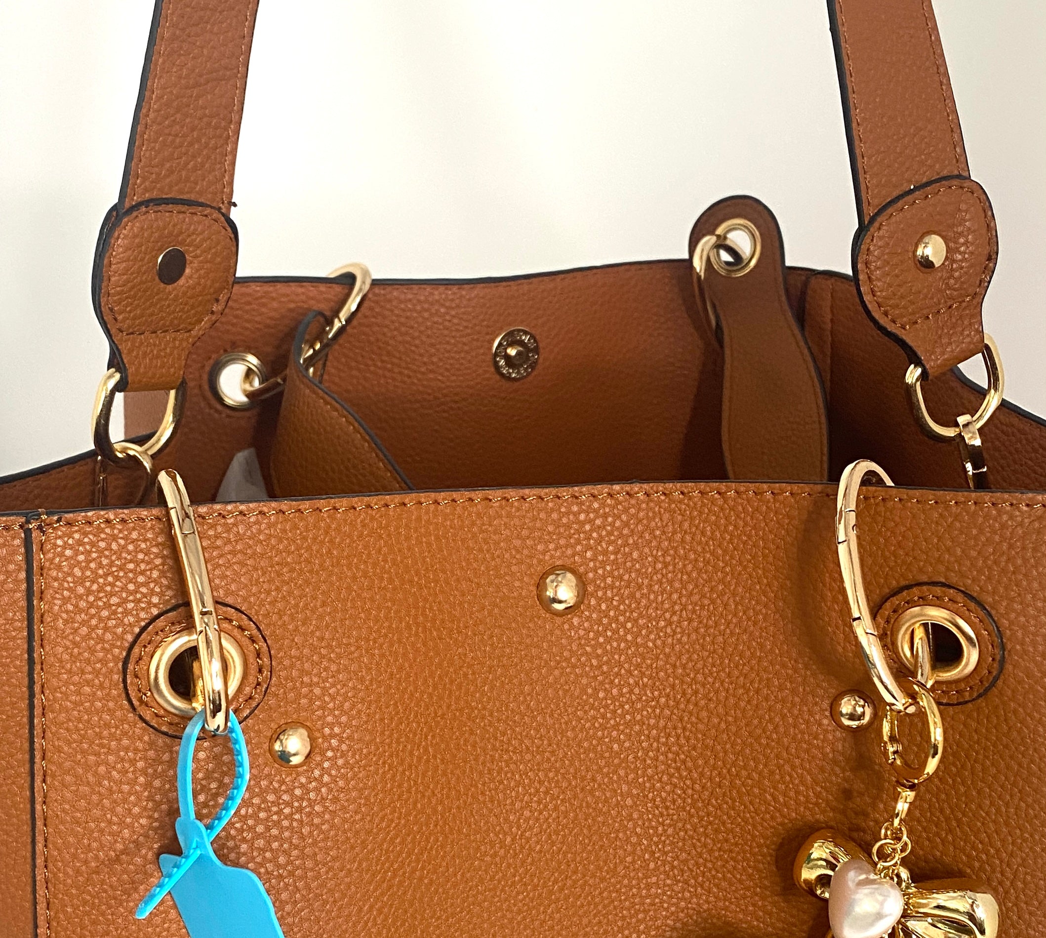 Leather Cognac Leather Tote 2 pieces