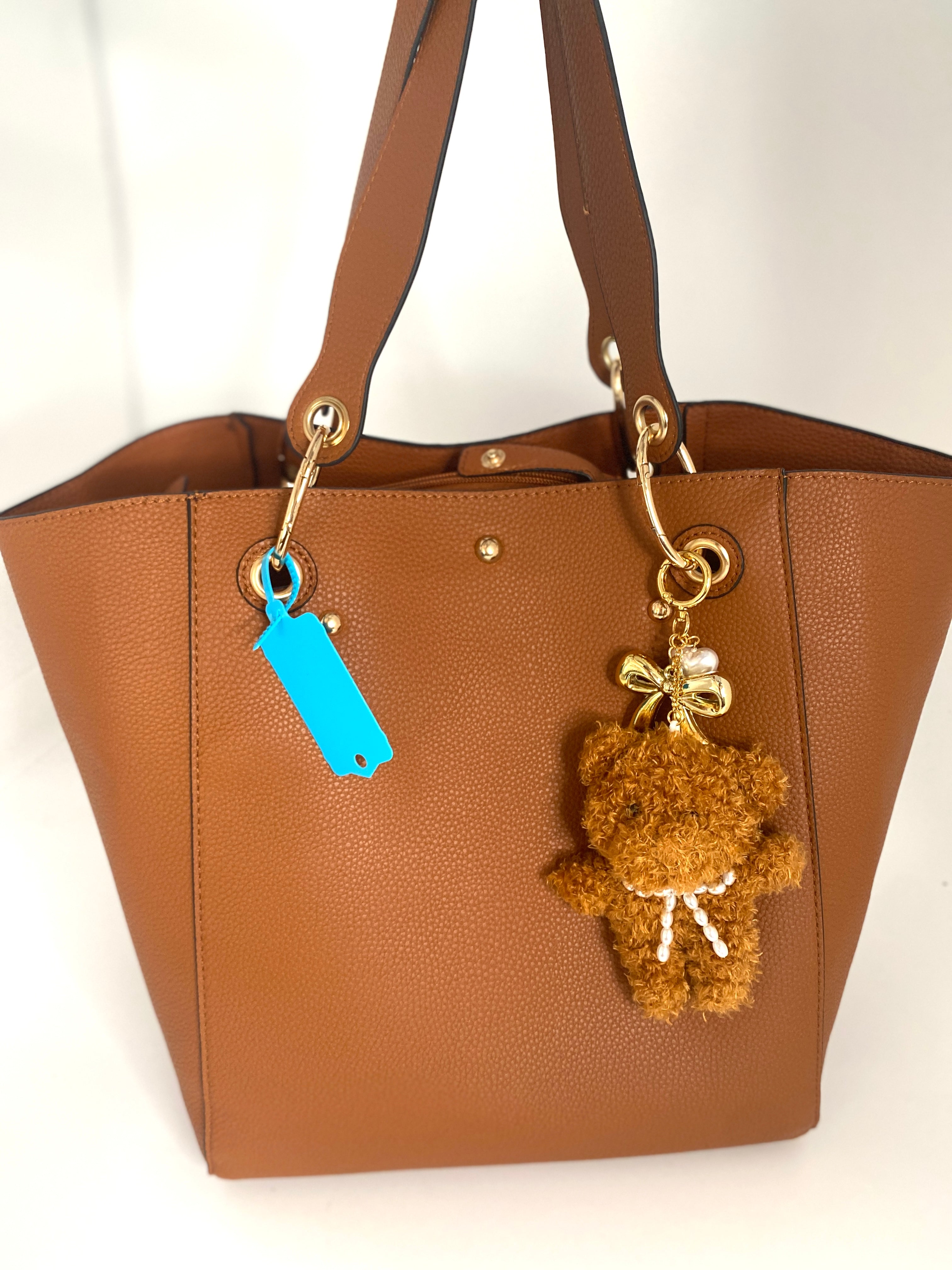 Leather Cognac Leather Tote 2 pieces