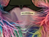 STUNNING RAINBOW LONG FAUX FUR SHAGGY COAT